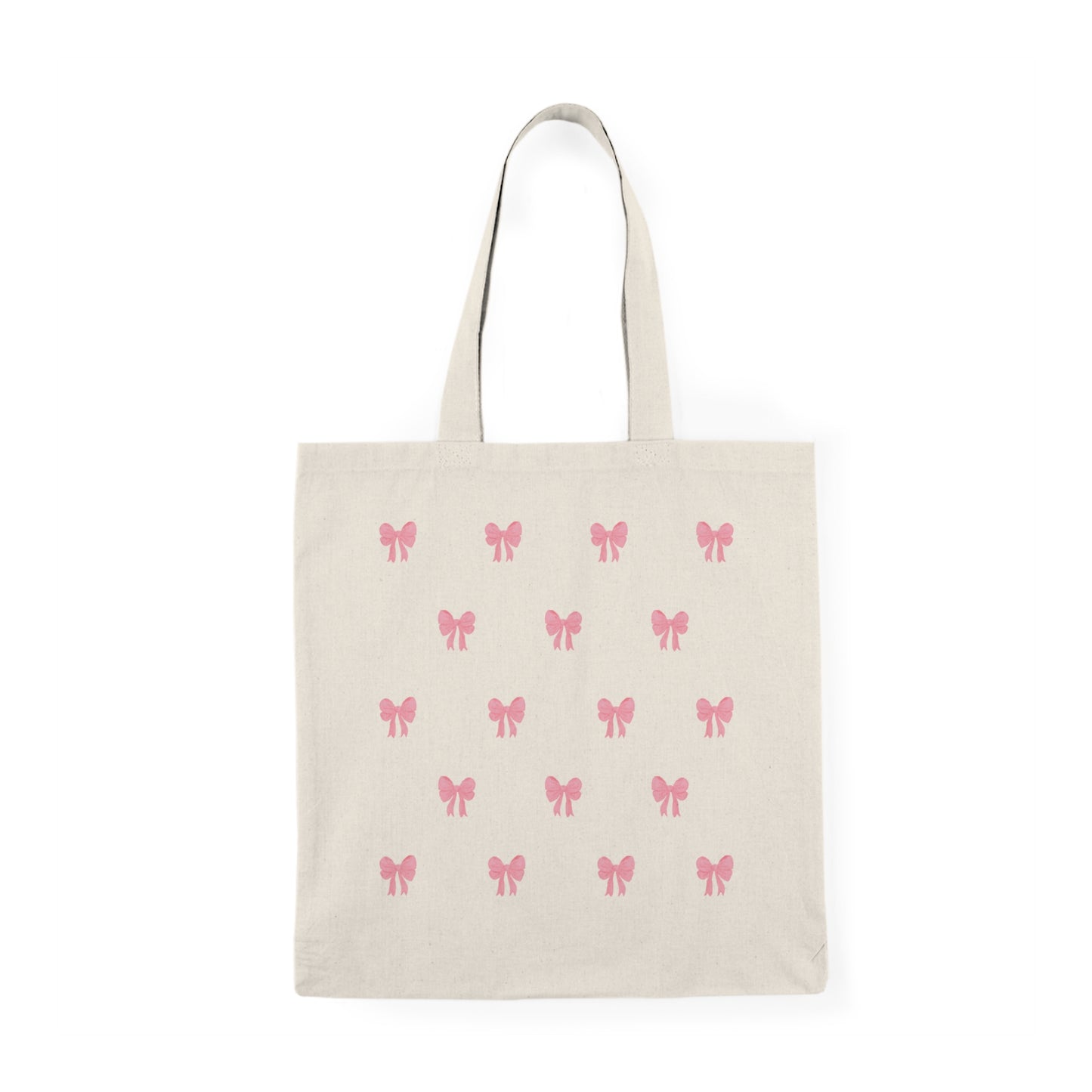 Chic Pink Bow Natural Tote Bag for Every Occasion, Eco-Friendly Reusable Shopping Bag, Gift for Mom, Stylish Beach Bag, Perfect for Errands